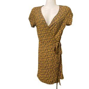 Audrey 3Plus1 TRUE Wrap Dress Short Length Womens Small Cap Sleeve USA Brown BLK